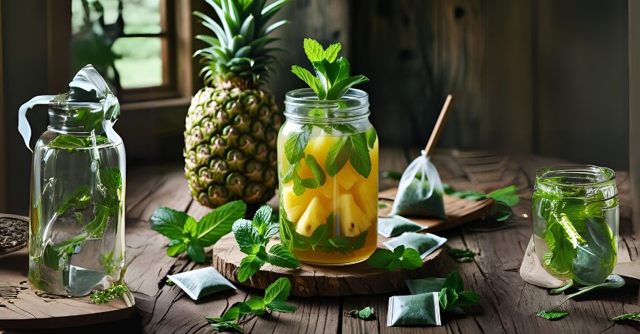 Detox Juice with Pineapple Mint and Green Tea 1