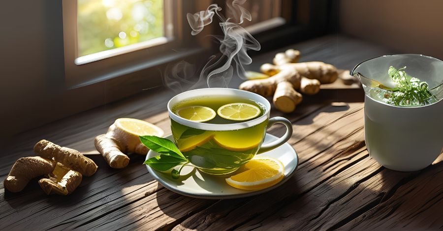 Green Tea with Ginger and Lemon